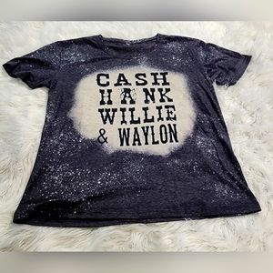 Cash Hank Willie & Waylon shirt bleach gray/distressed bleach size XL NWOT